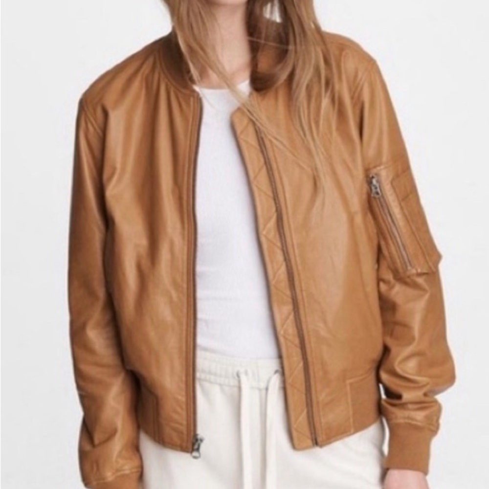 Rag & Bone Tan Leather Jacket - Picture 4 of 4